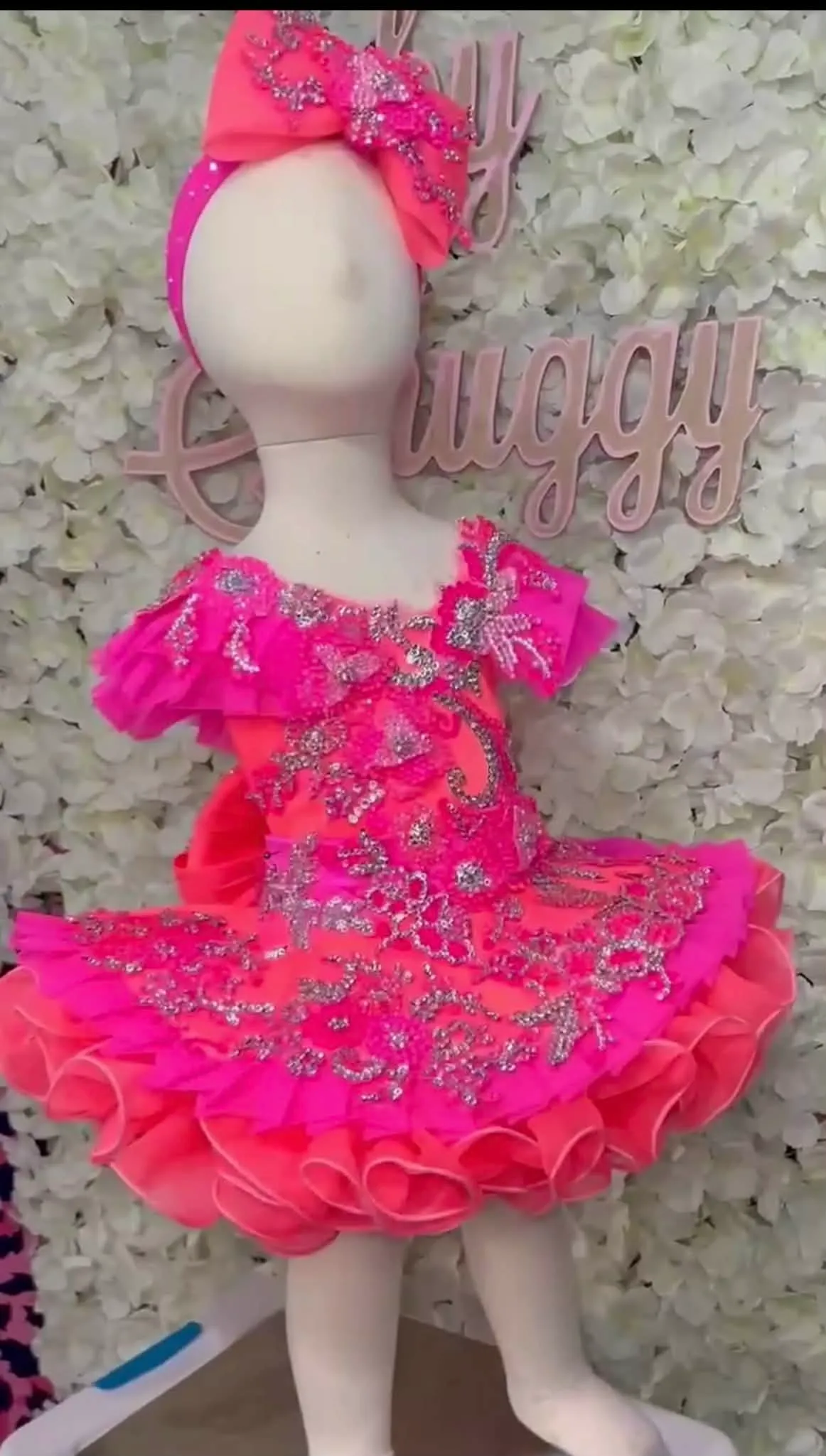 6/12 Coral/Pink Shuggy Glitz Dress- Gracee Morris