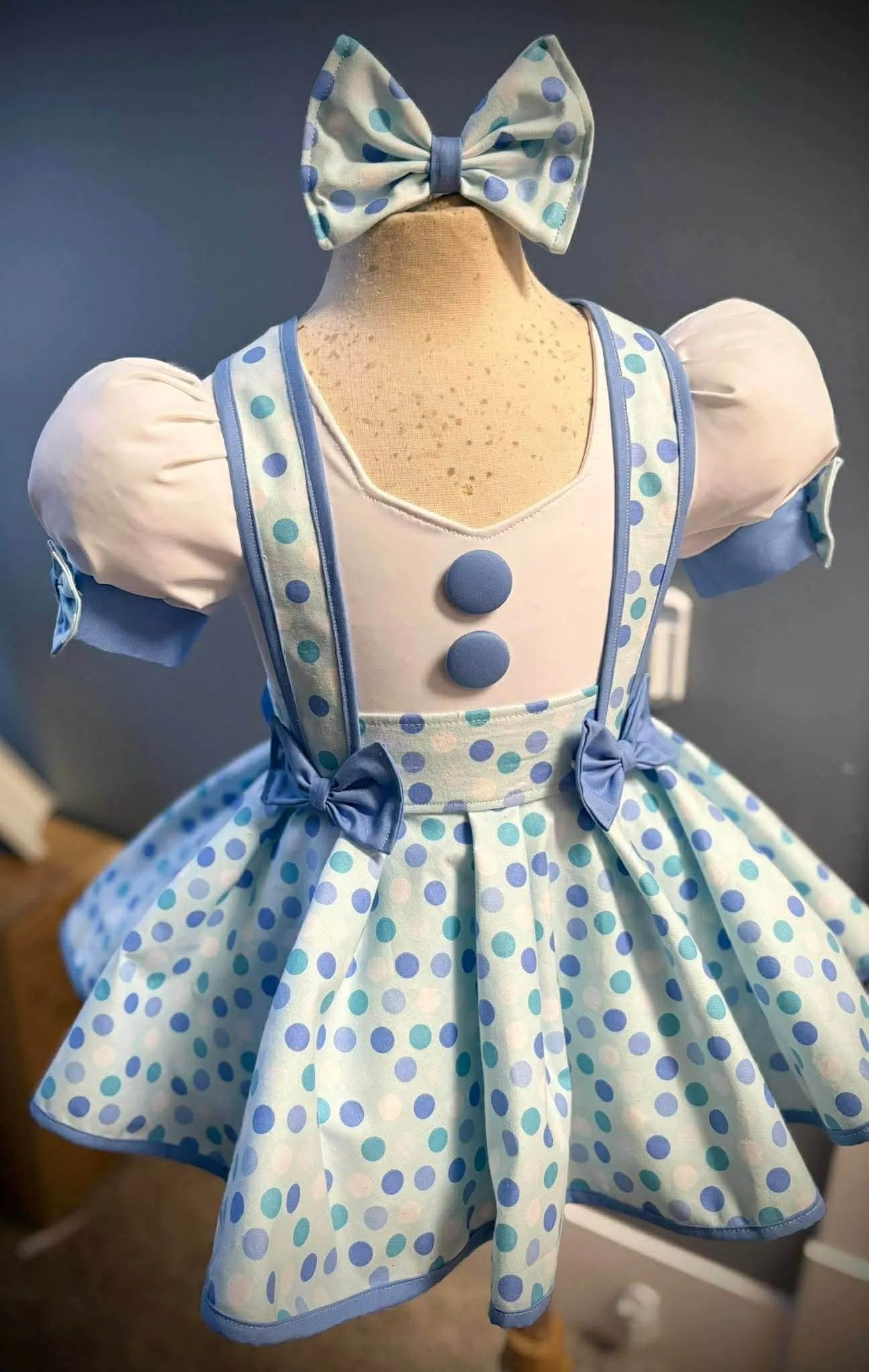 2/4 Blue/White Dots Boo Bear Casual- Katie Clodfelter