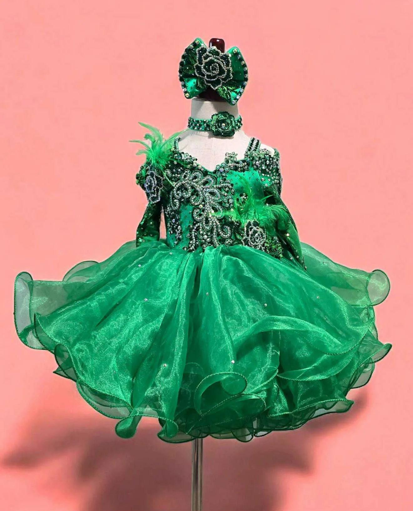 18/3 Emerald Green Boo Bear Glitz Dress-Fallon Hacket