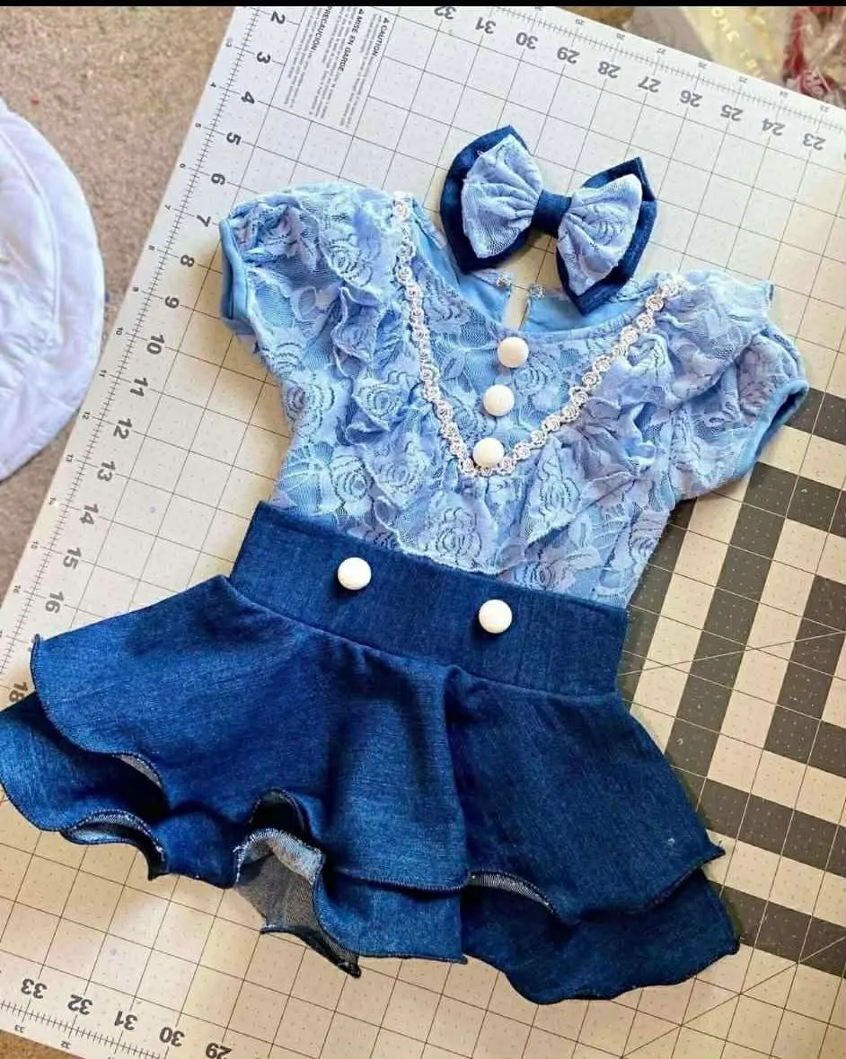 12/2 Blue Lace Denim Casual- Kelsie Huggins