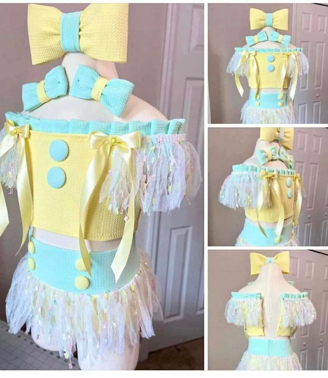 18/3 Mint and Pastel Yellow Fringe Swim/Casual Dollhouse Combo- Skye Moylan