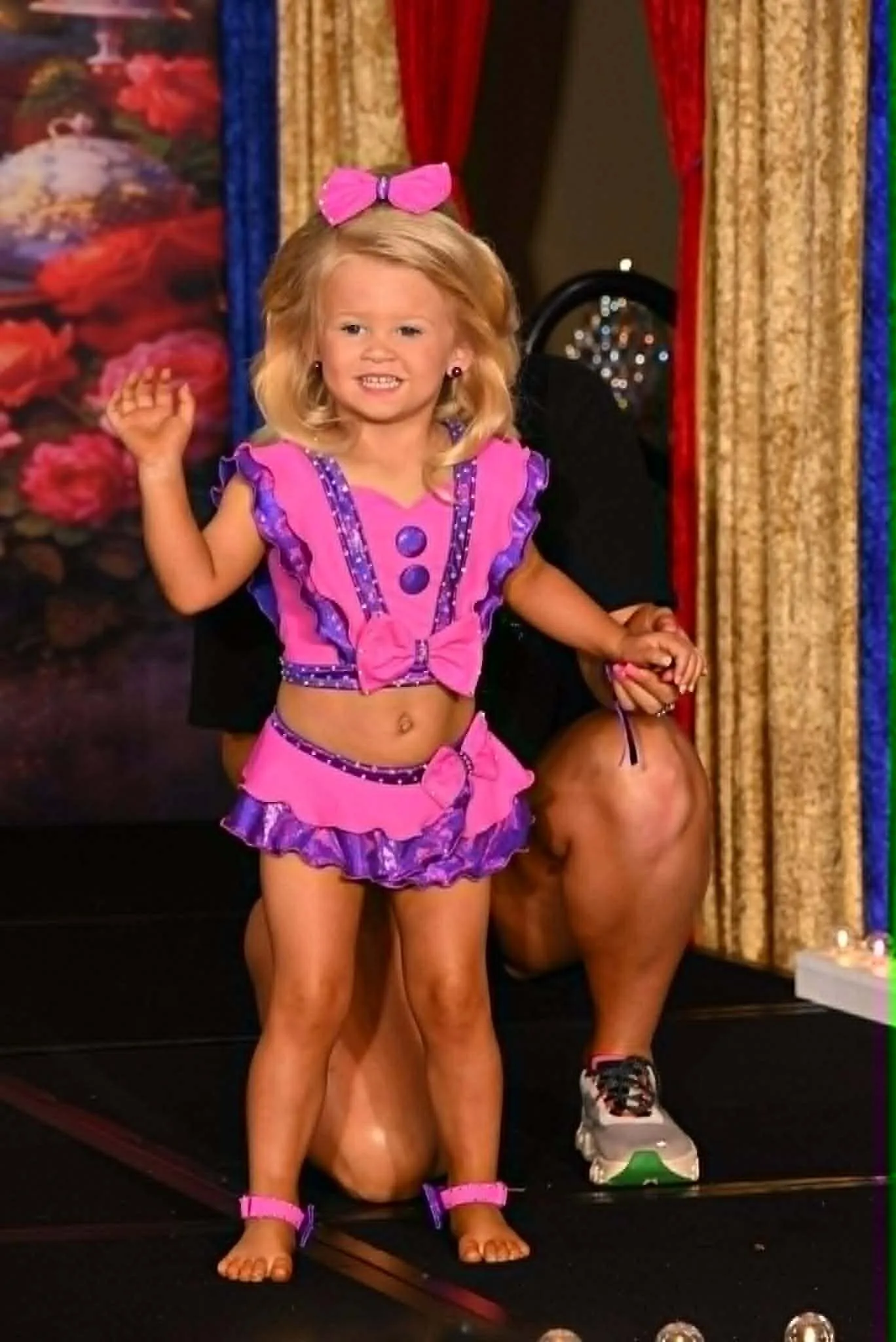 2/4 Semi Glitz Boo Bear Pink and Purple Swim
