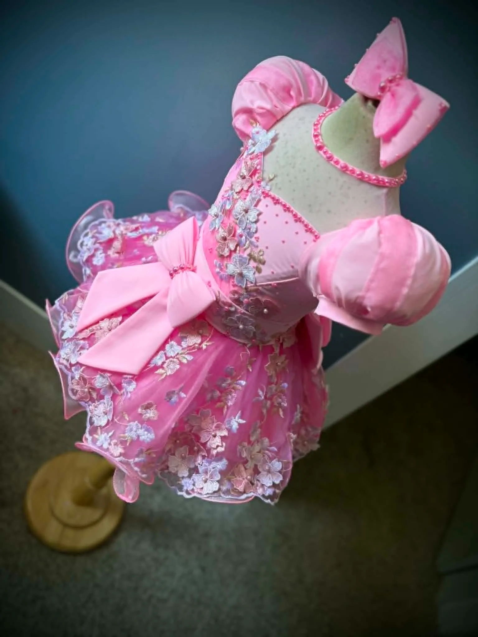 2/4 Boo Bear Pink Floral Natural Dress - Katie Clodfelter