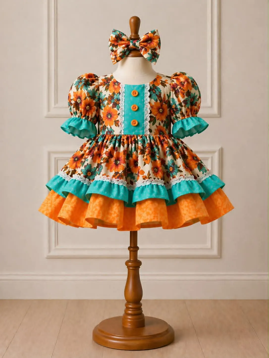 12/2 Orange and Blue Floral Casual Wear - Fallon Hackett