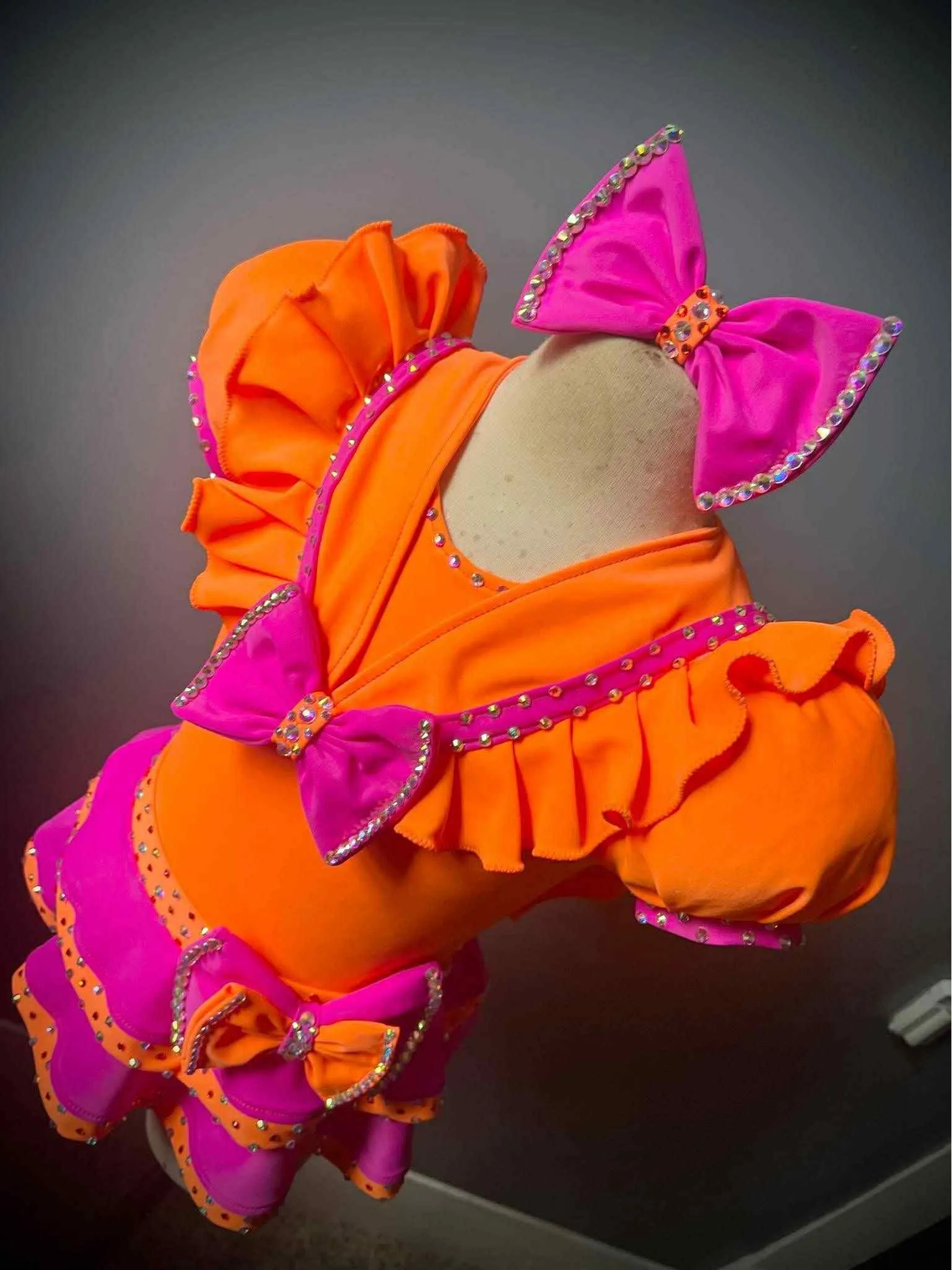 12/2 Hot Pink/Orange Boo Bear Swim- Miranda Jo