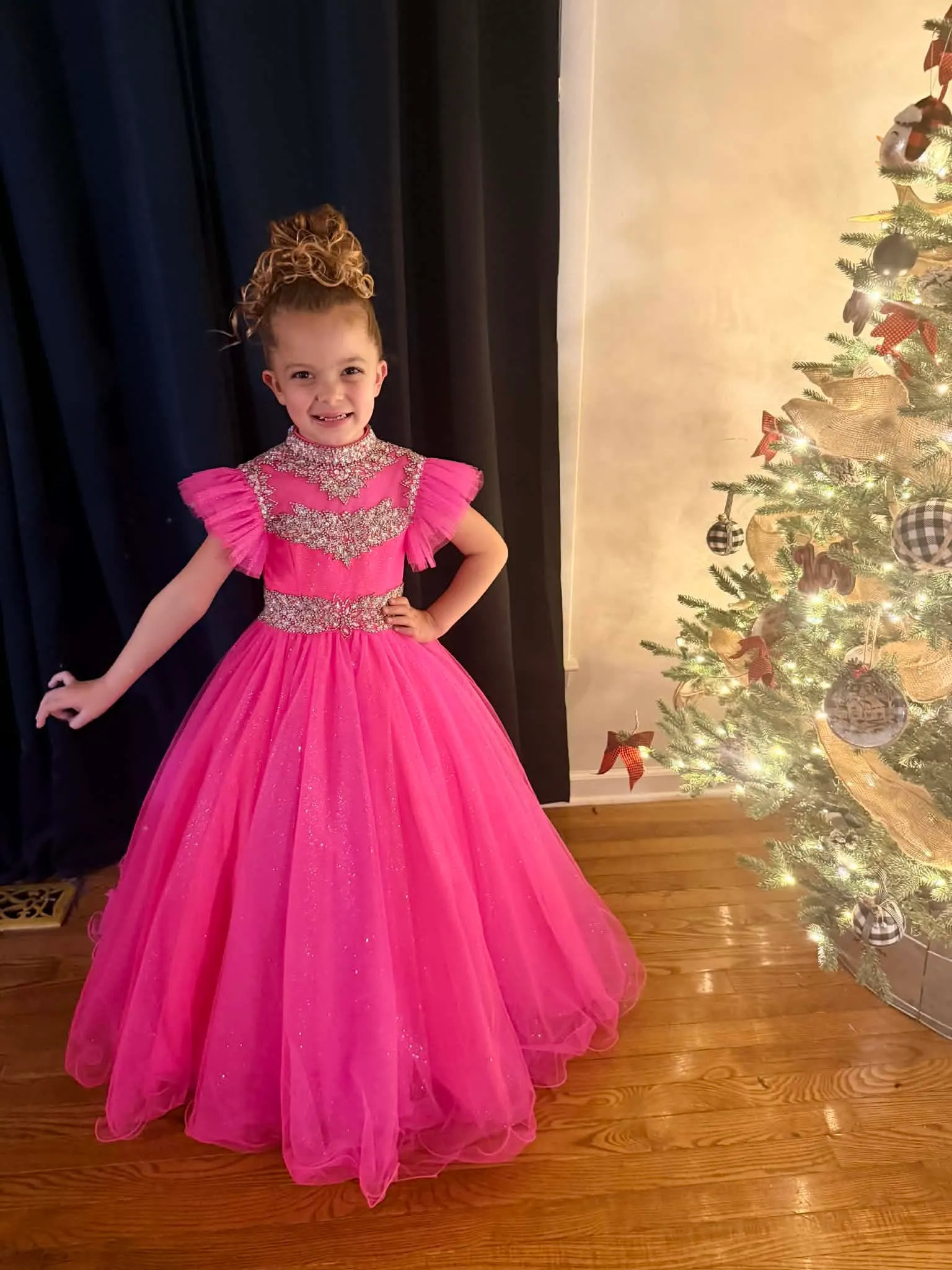 Size 4, Fits 6/7 Hot Pink Ballgown- Becca Page