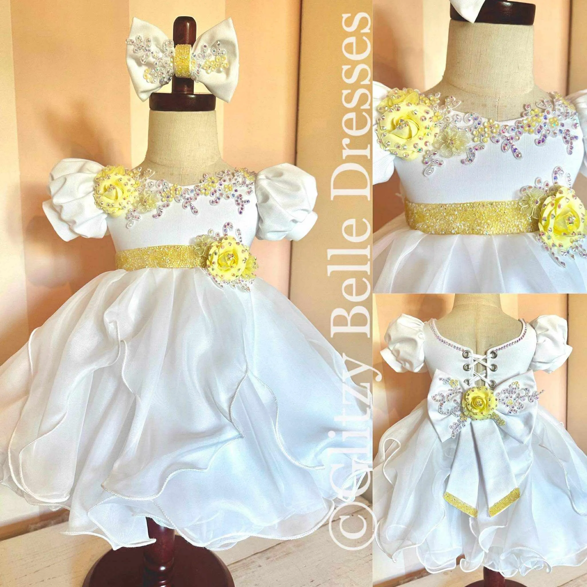 12/2 White and Yellow Glitzy Belle- Gracee Morris