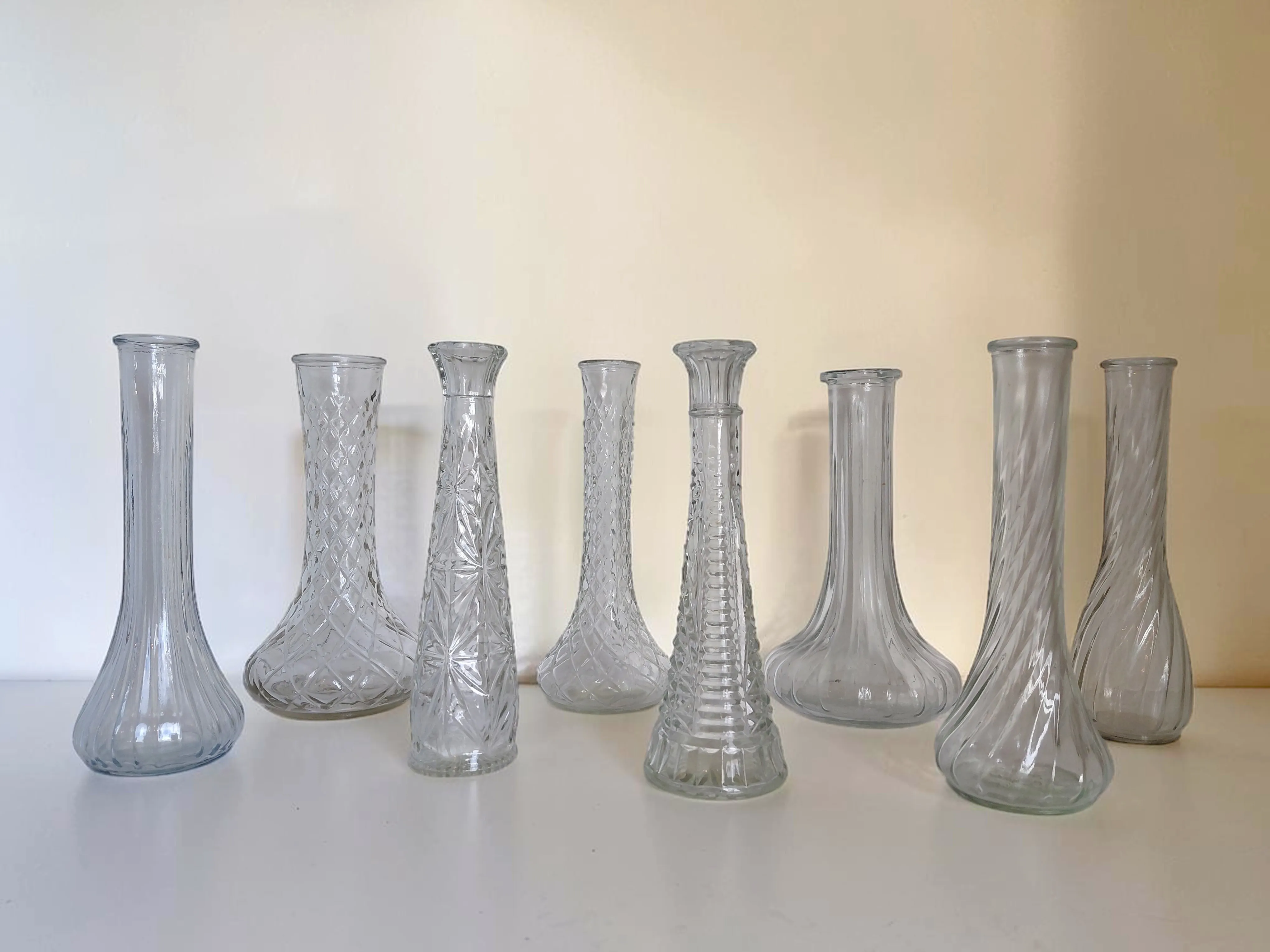 Medium Clear Glass Bud Vases