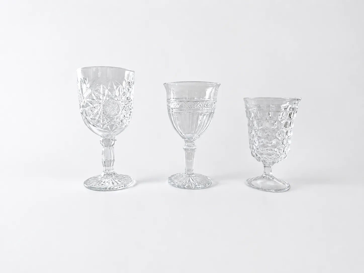 Vintage Clear Glass Water/Wine Goblets