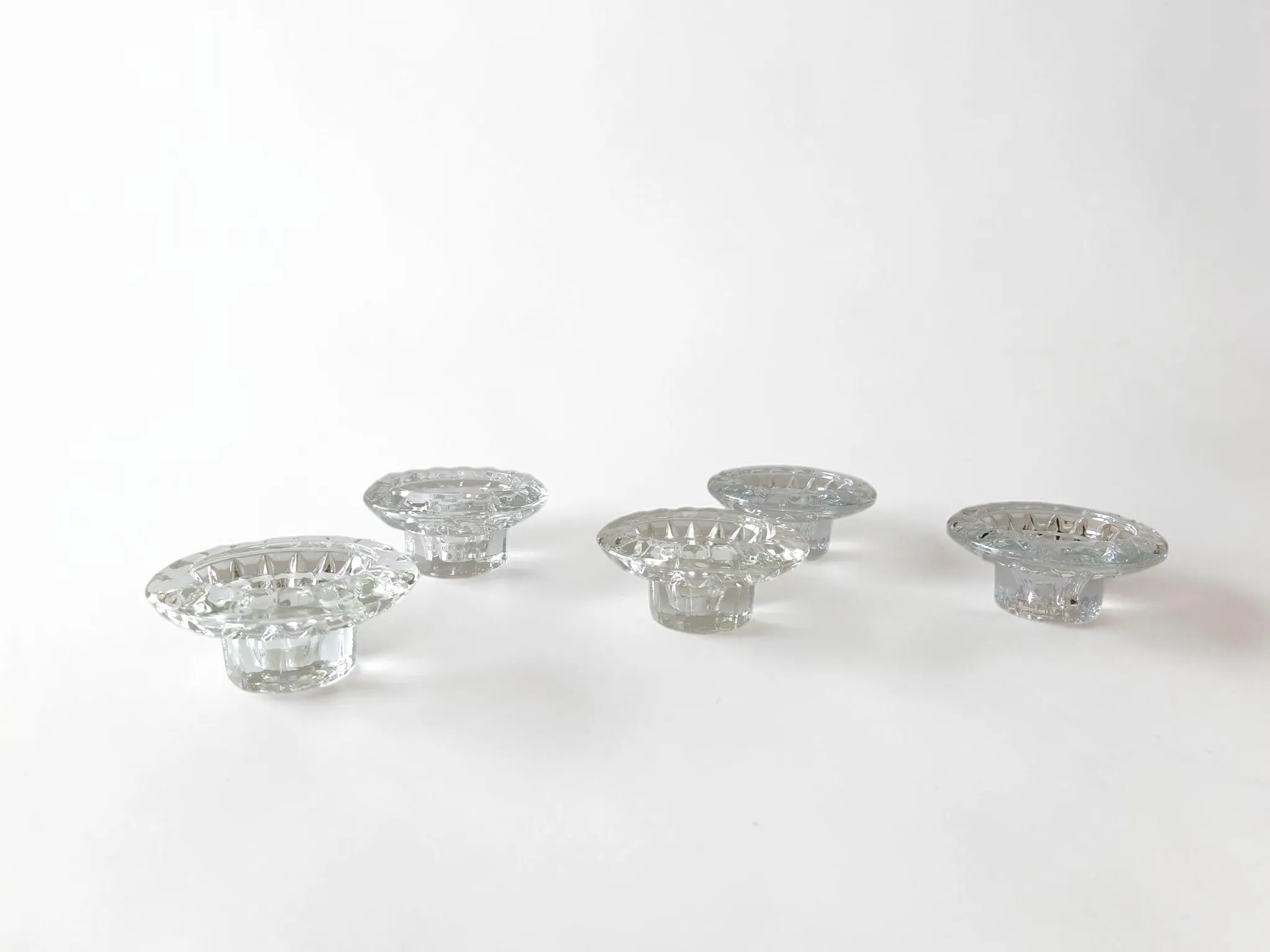 3-Way Low Clear Glass Candle Holders
