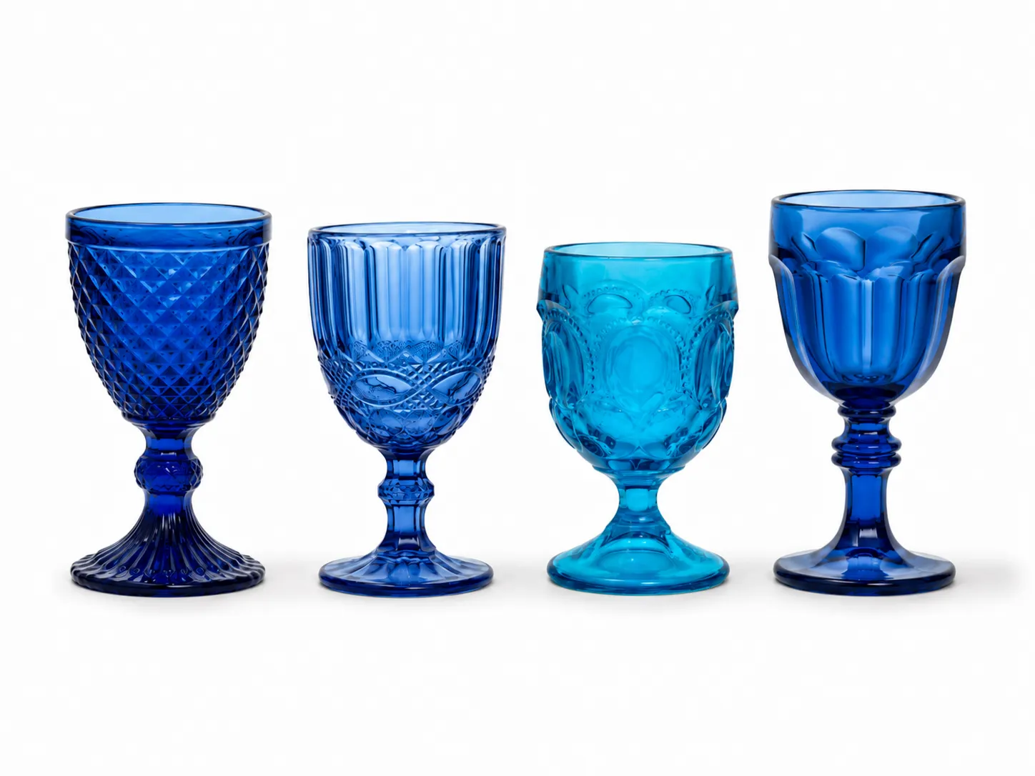 Assorted Vintage Blue Goblets