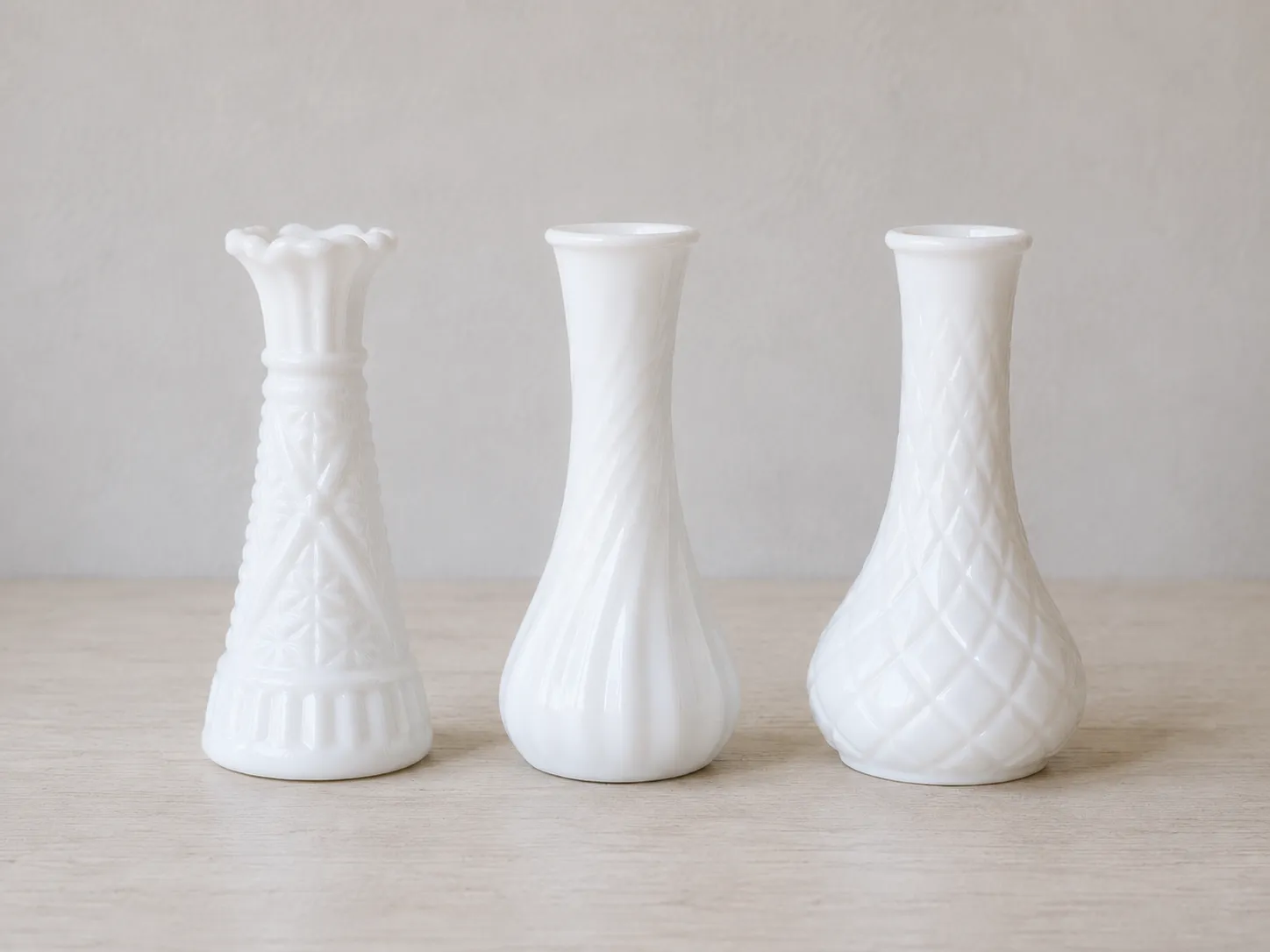 Small Milk Glass Bud Vases