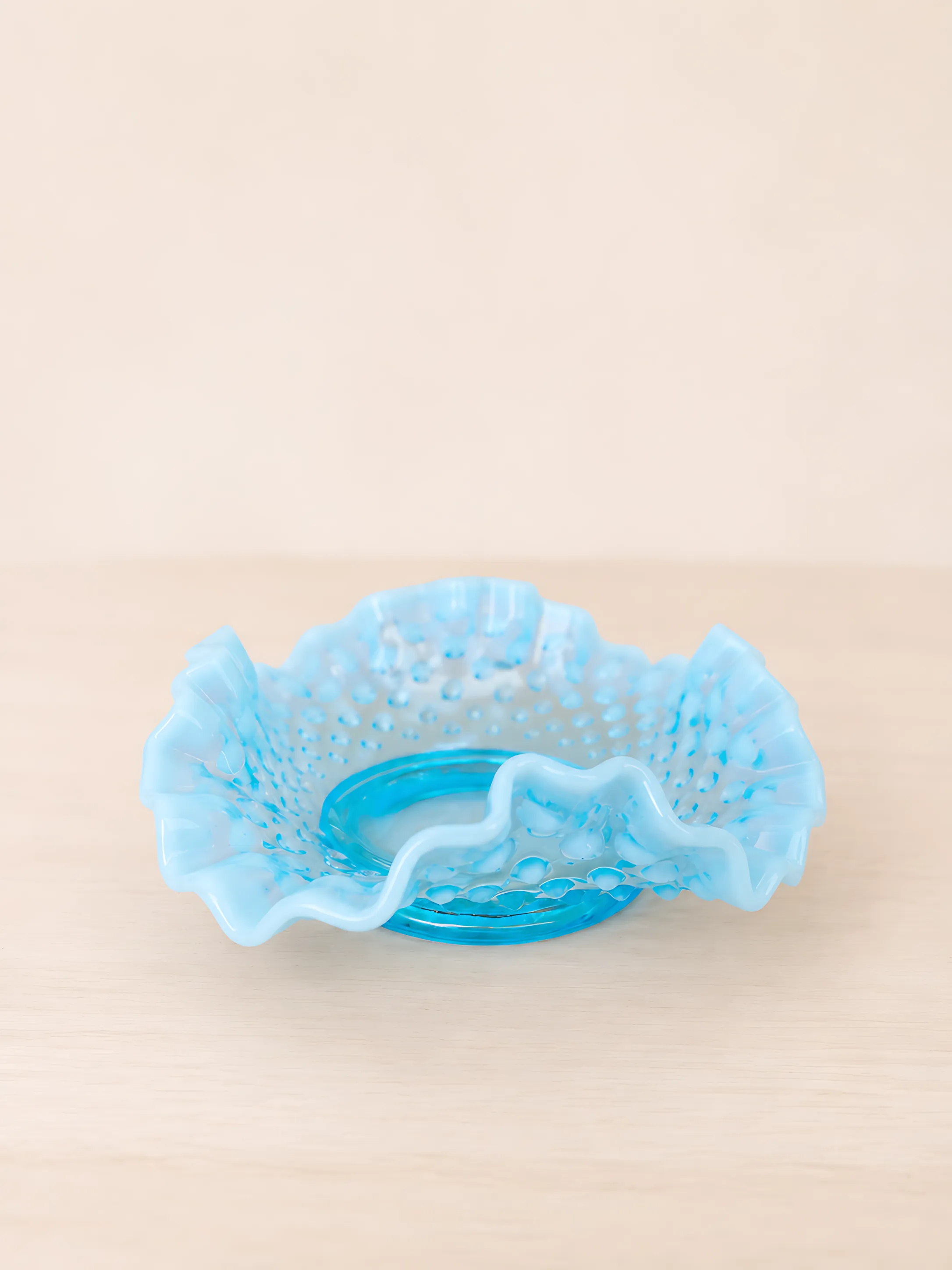Blue Opalescent Hobnail Accent Bowls