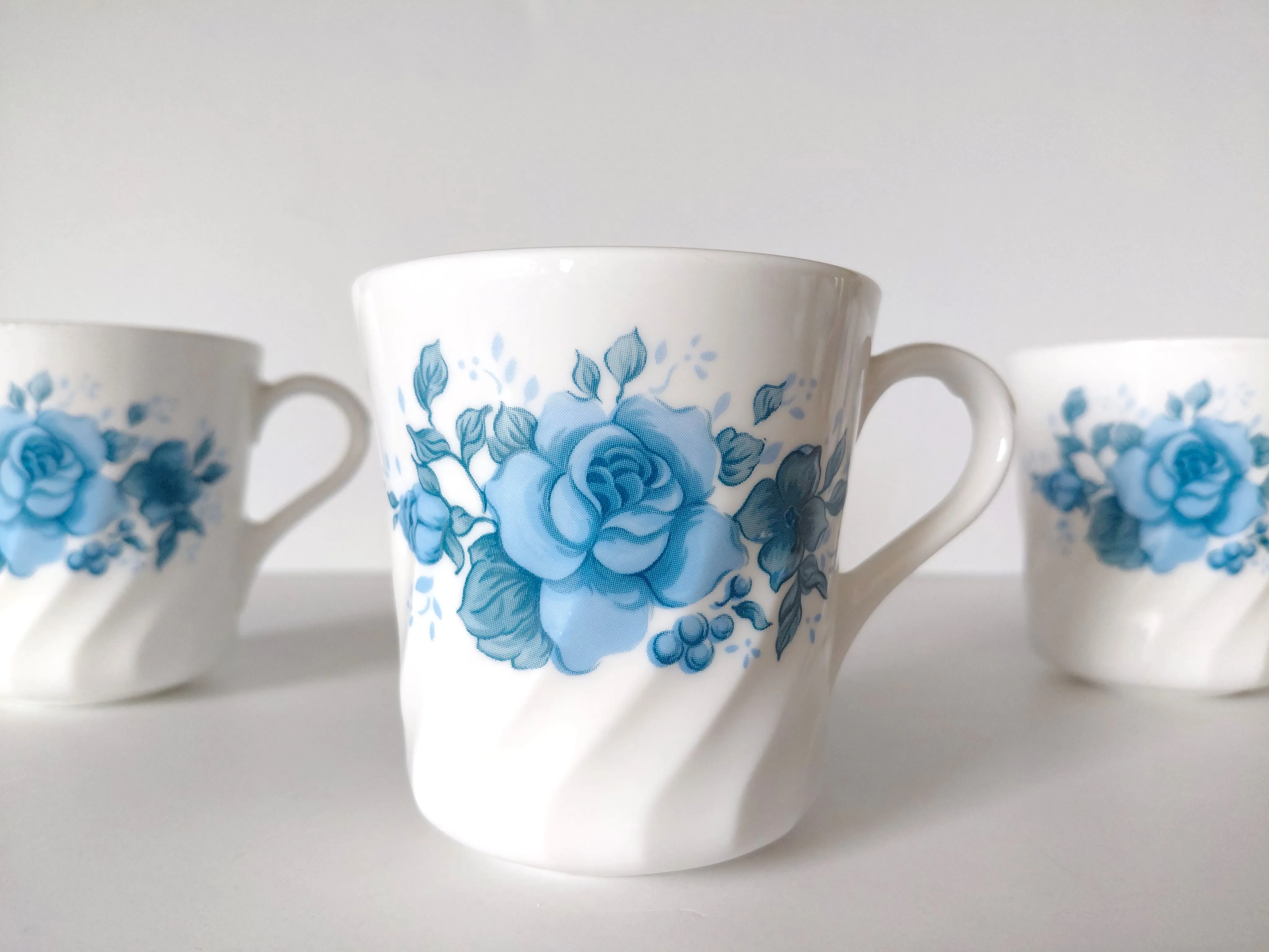 Vintage Blue Velvet Rose Mugs