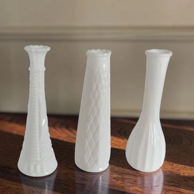 Medium Milk Glass Bud Vases
