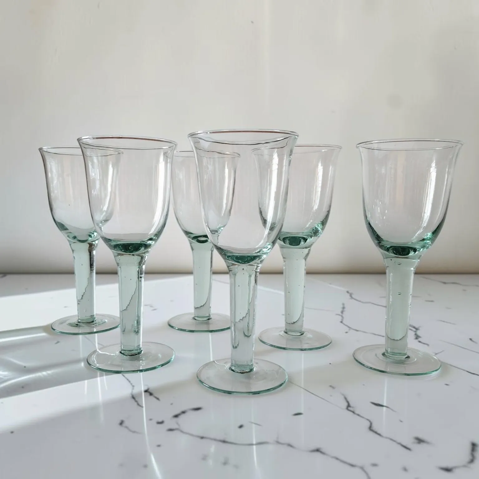 Hand Blown Green Goblets