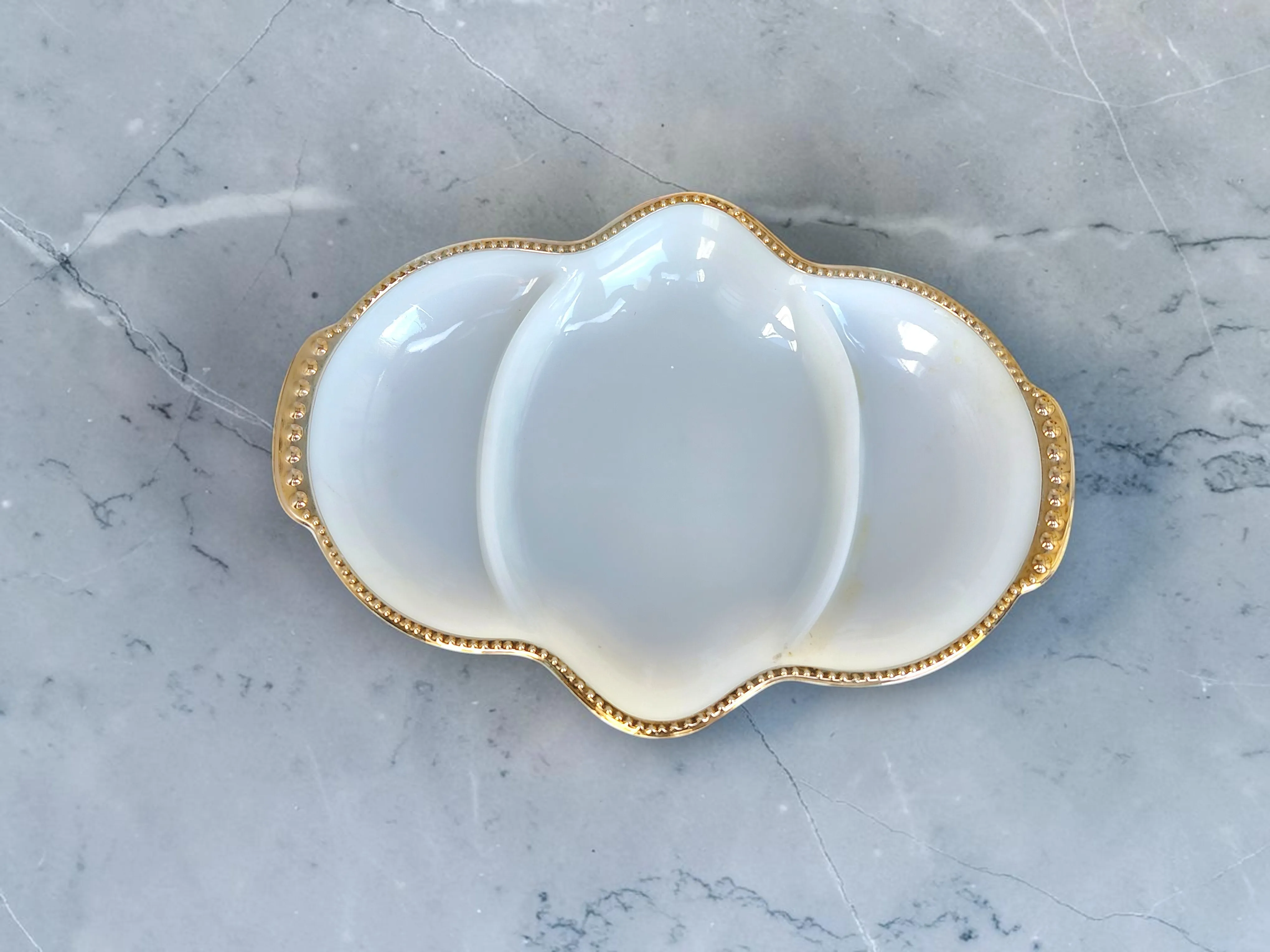 White & Gold Divided Serving Dish
