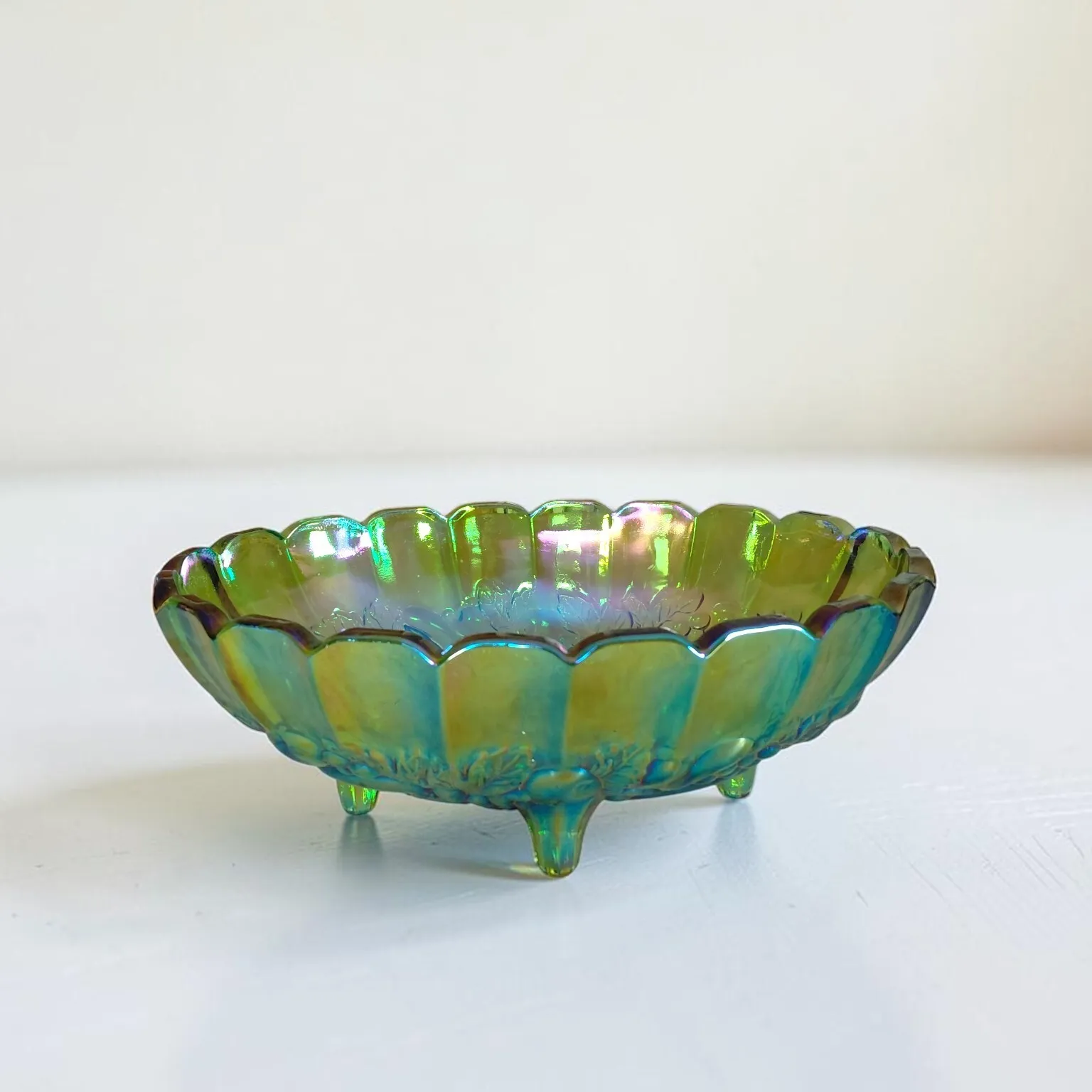 Iridescent Green Glass Bowl