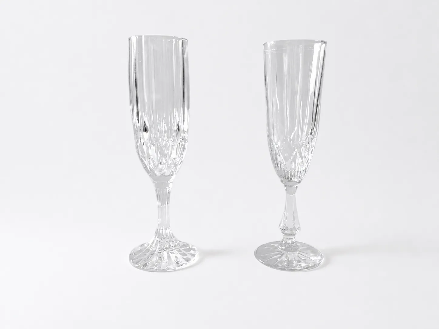Vintage Clear Glass Champagne Flutes