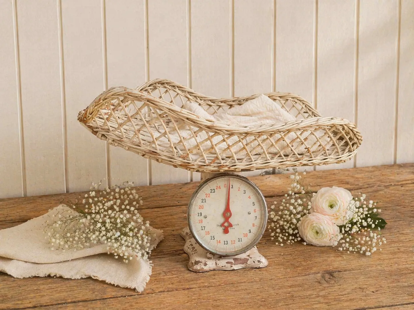 Antique Wicker Baby Scale Prop