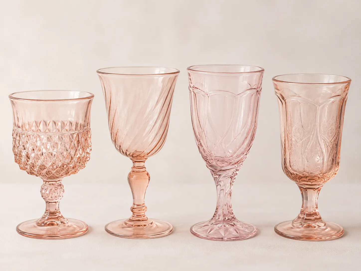 Assorted Vintage Pink Glass Goblets