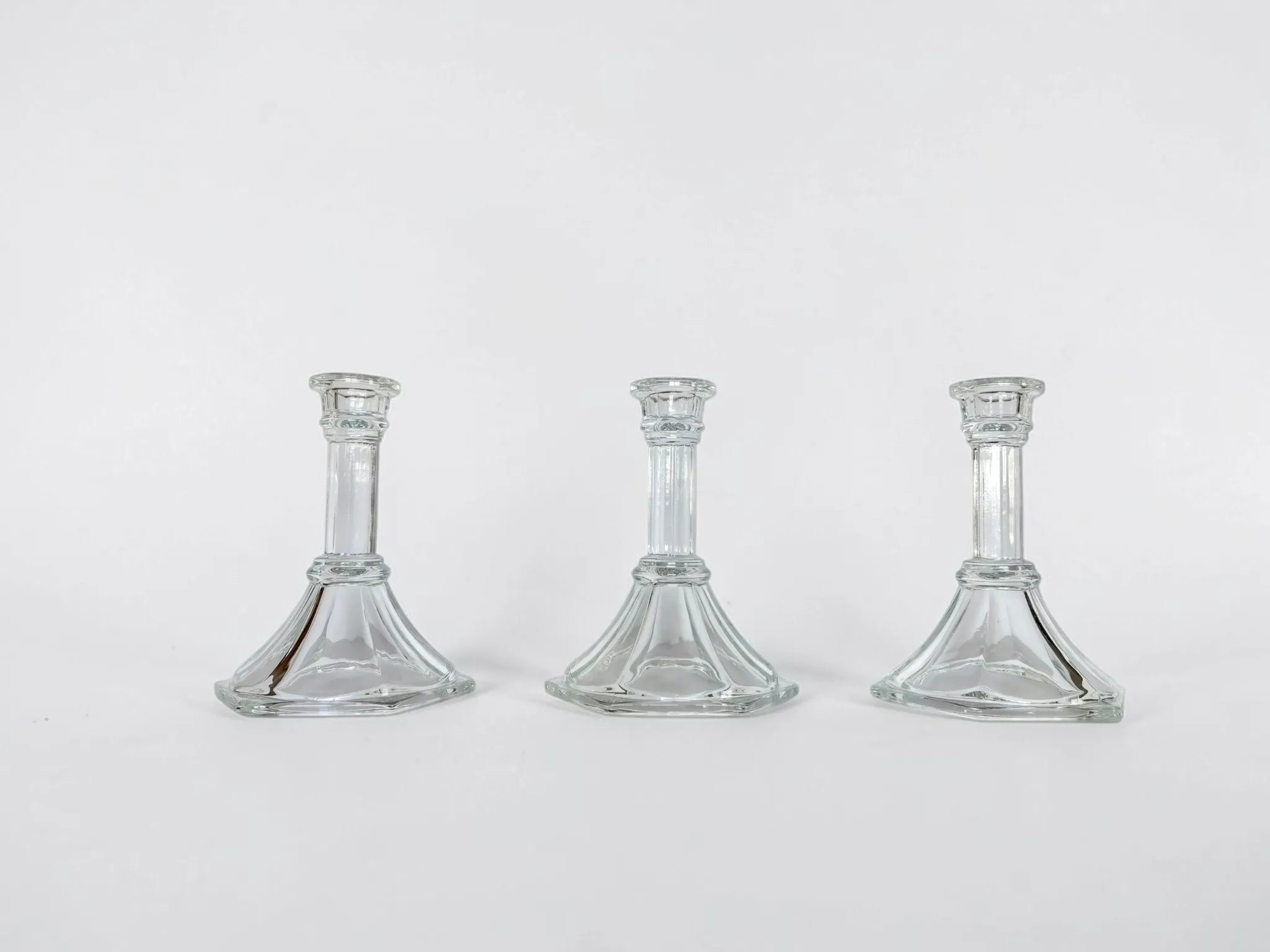 Clear Pressed Glass Taper Candlesticks