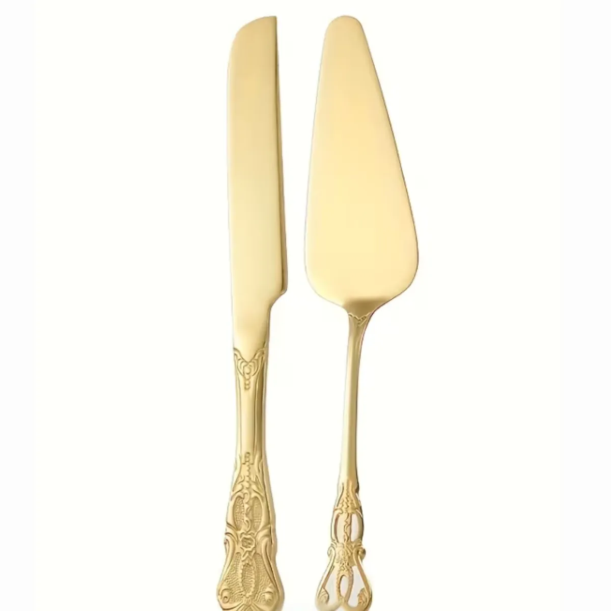 Cake Knife & Server - Gold Vintage