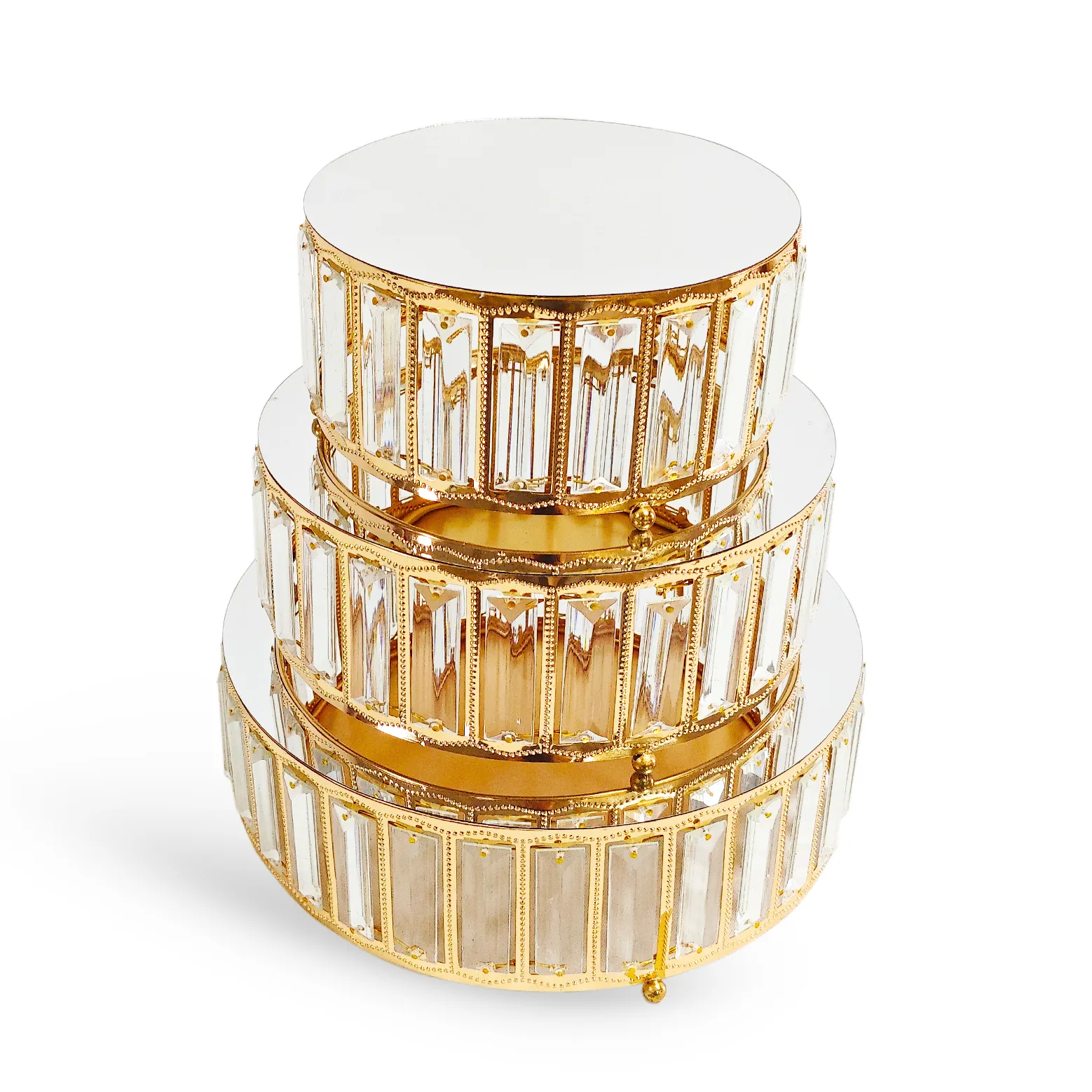 Round Crystal Pendant Cake/Dessert Stands - Gold