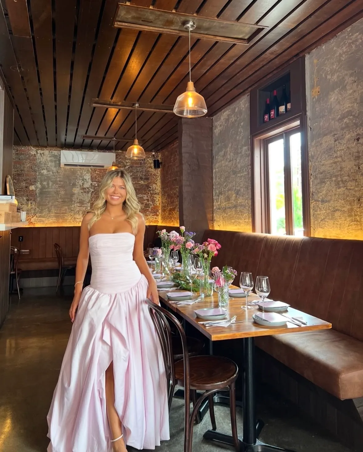 AJE Violette bubble hem maxi- Paste Pink 