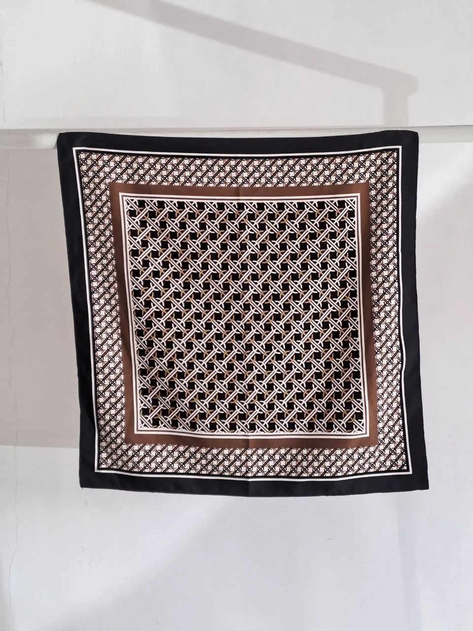 Black Head Scarf with Retro Print 