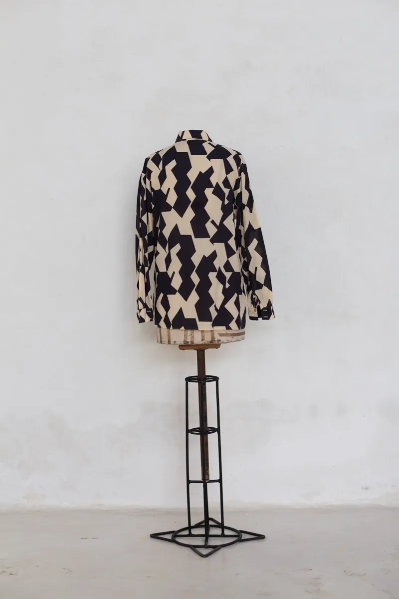 Black and Cream Patterned Shirt
