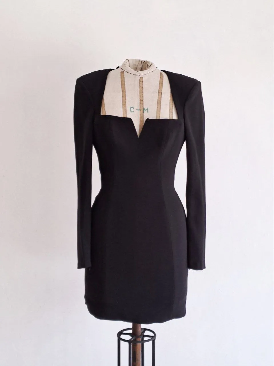 Black V-Cut Neck Mini Dress