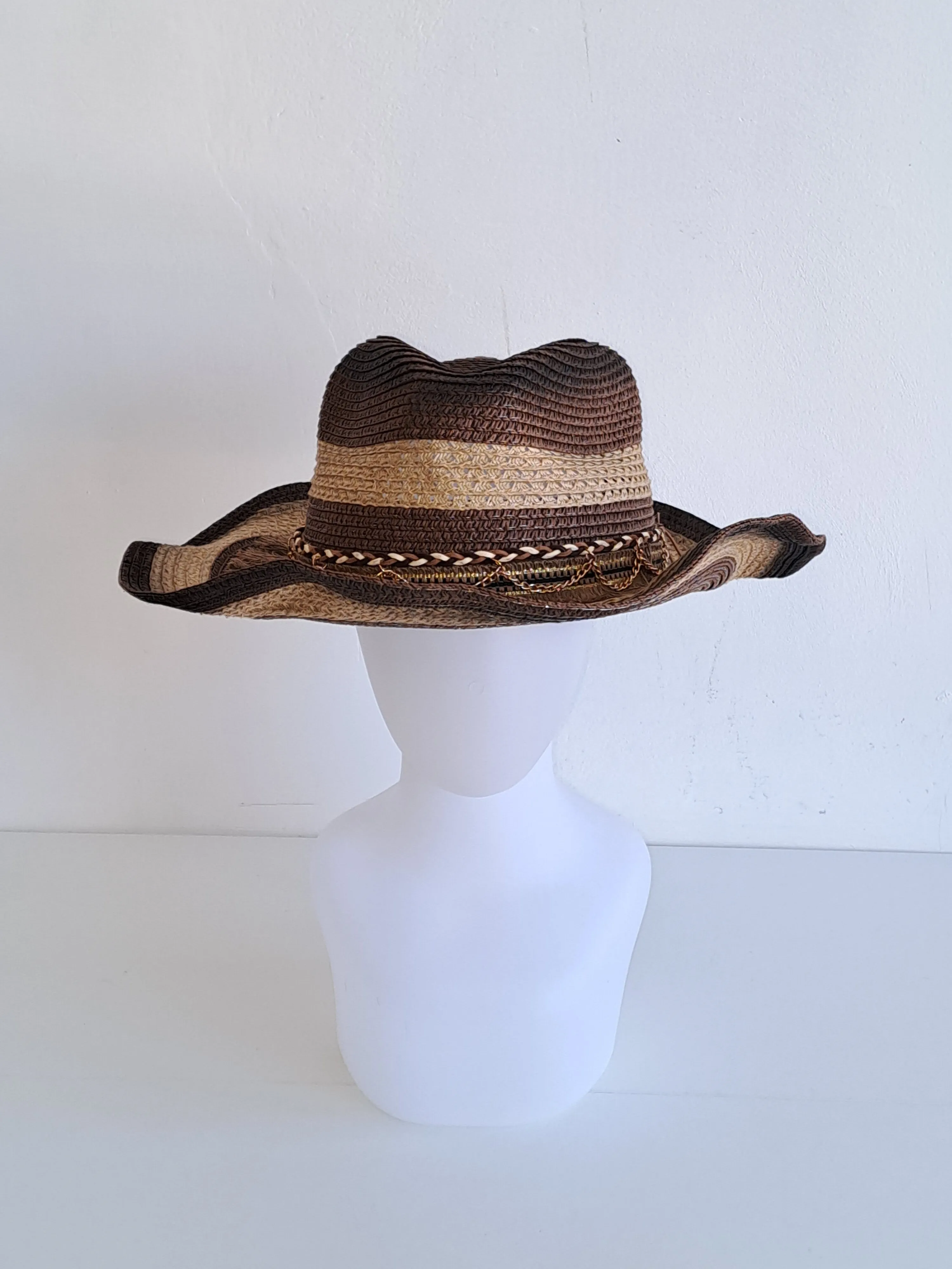 Brown Cream Straw Hat