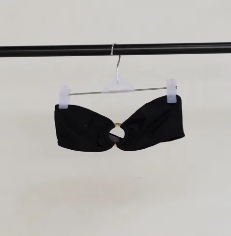 Black Strapless Bikini Top with Gold Ring