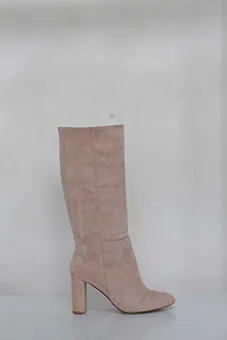 Suede Knee High Boots with Block Heel