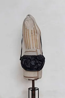 Black Ruched Leather Handbag