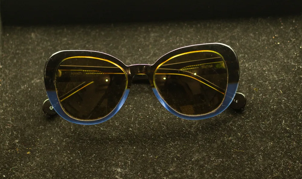 Brown Sunglasses with Blue Line