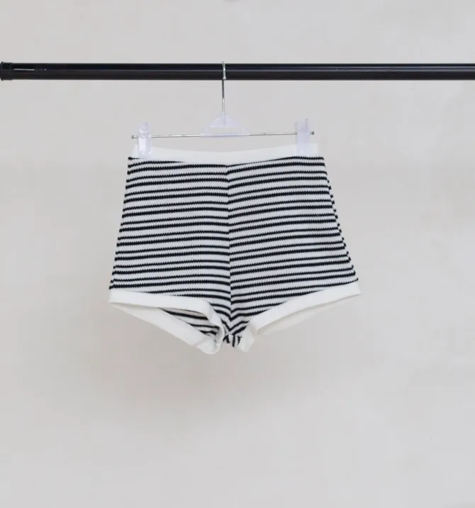 Black and White Striped Shorts