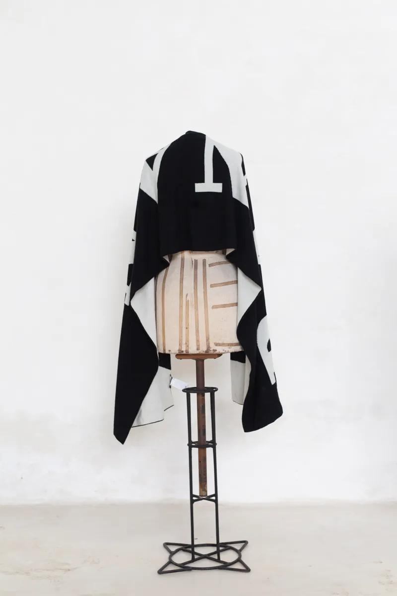 Black Scarf with "Banana Republic" White Print
