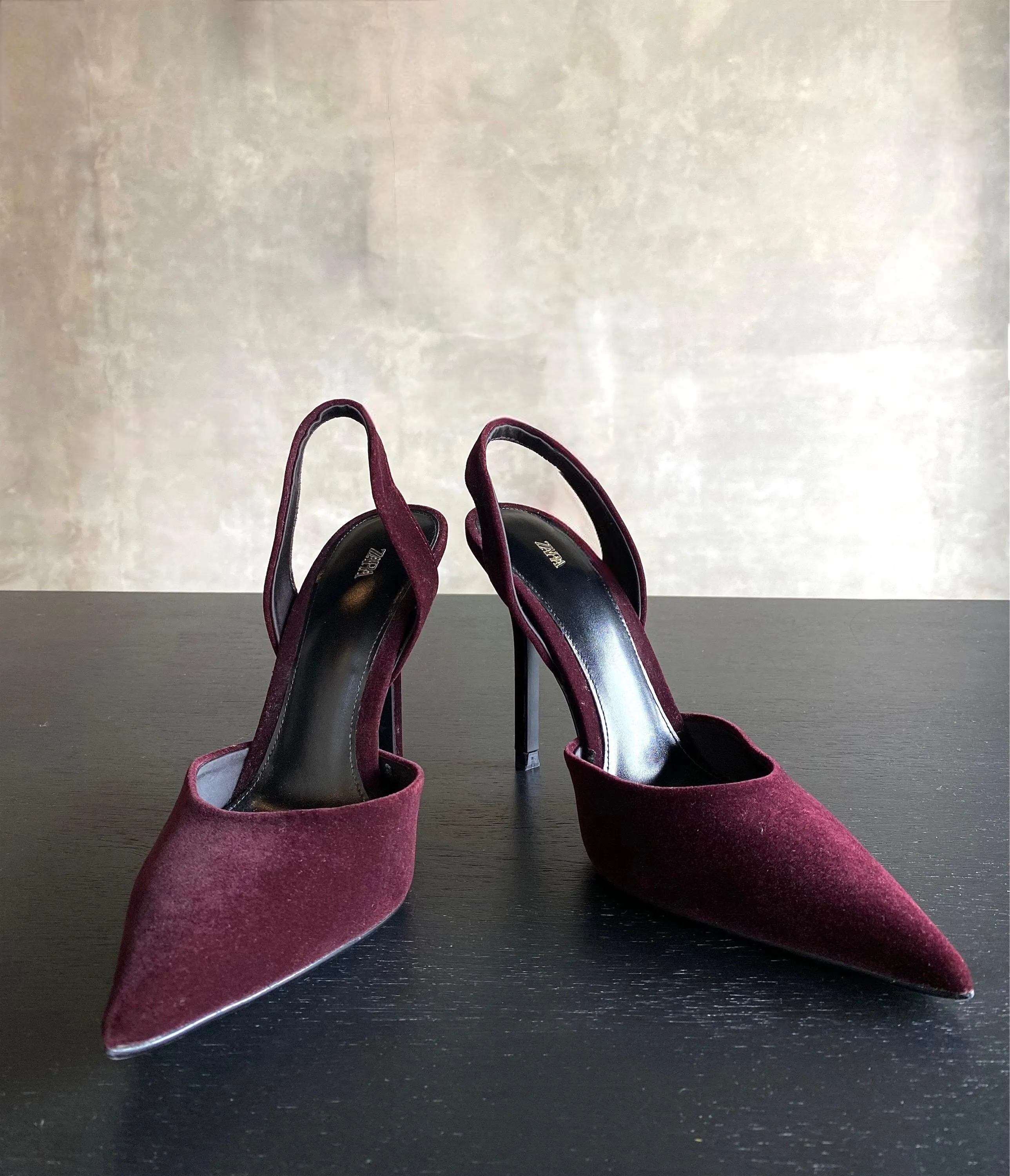 Burgundy Velvet Slingback Heels