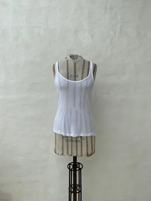 White Ribbed Tank Top
