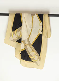 Yellow and Black Scarf with Stirrup Prints