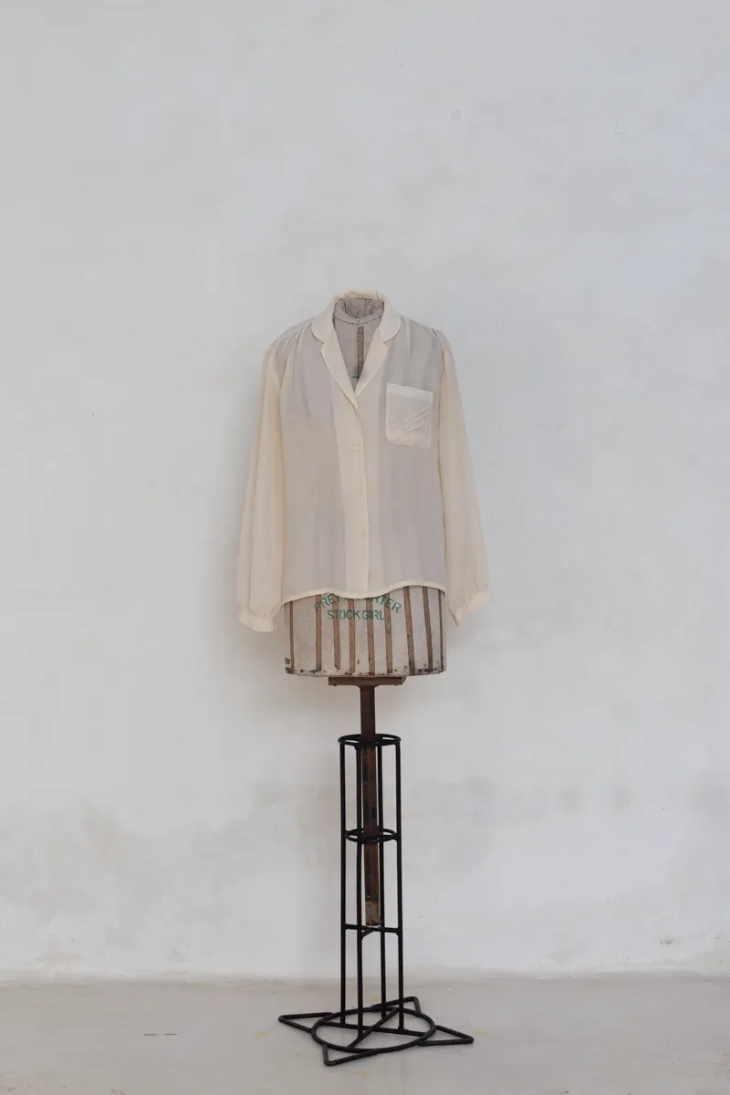 Sheer Cream Satin Blouse