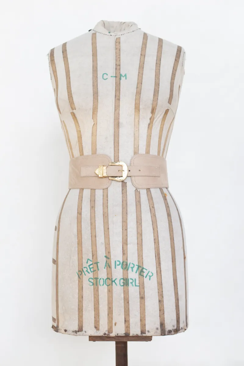 Beige High Waisted Stretch Back Belt