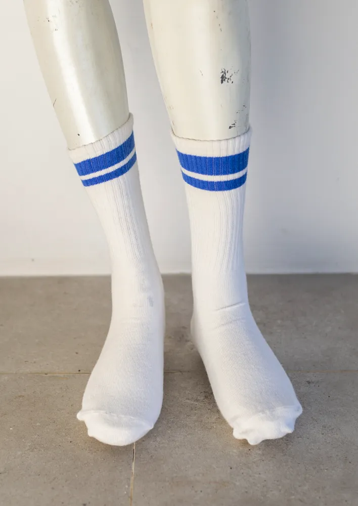 White Socks with Blue Stripes