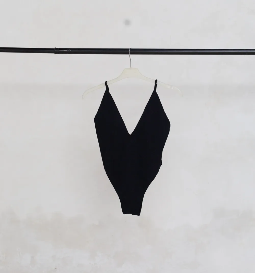 Black Ruched One-Piece Swimsuit