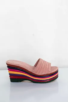 Platform Sandals with Multicolored Sculpted Heel