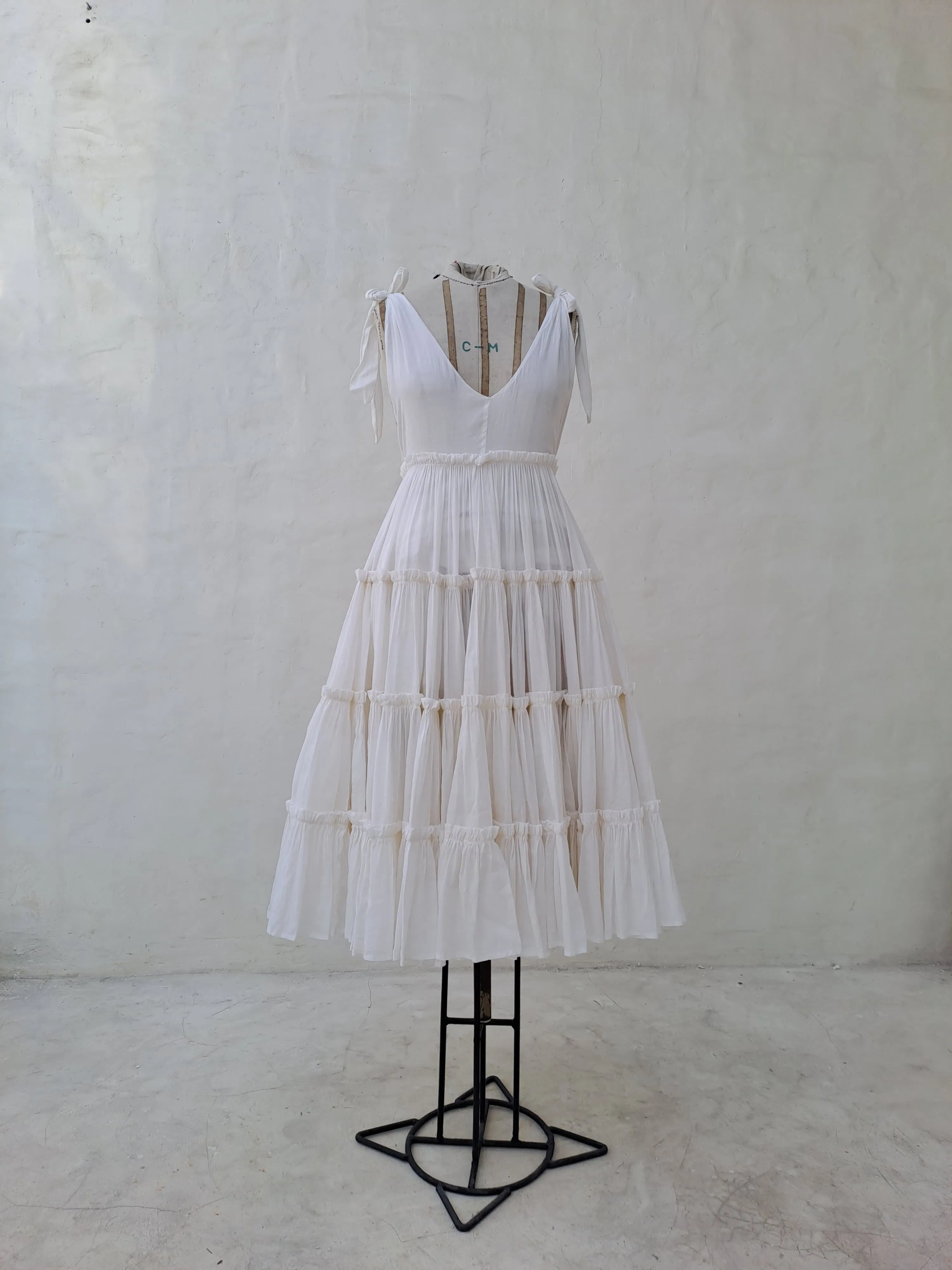 Innika Choo White Maxi Dress with Bow Tied Strap