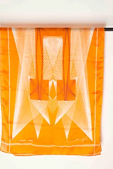Orange Scarf with White Prints