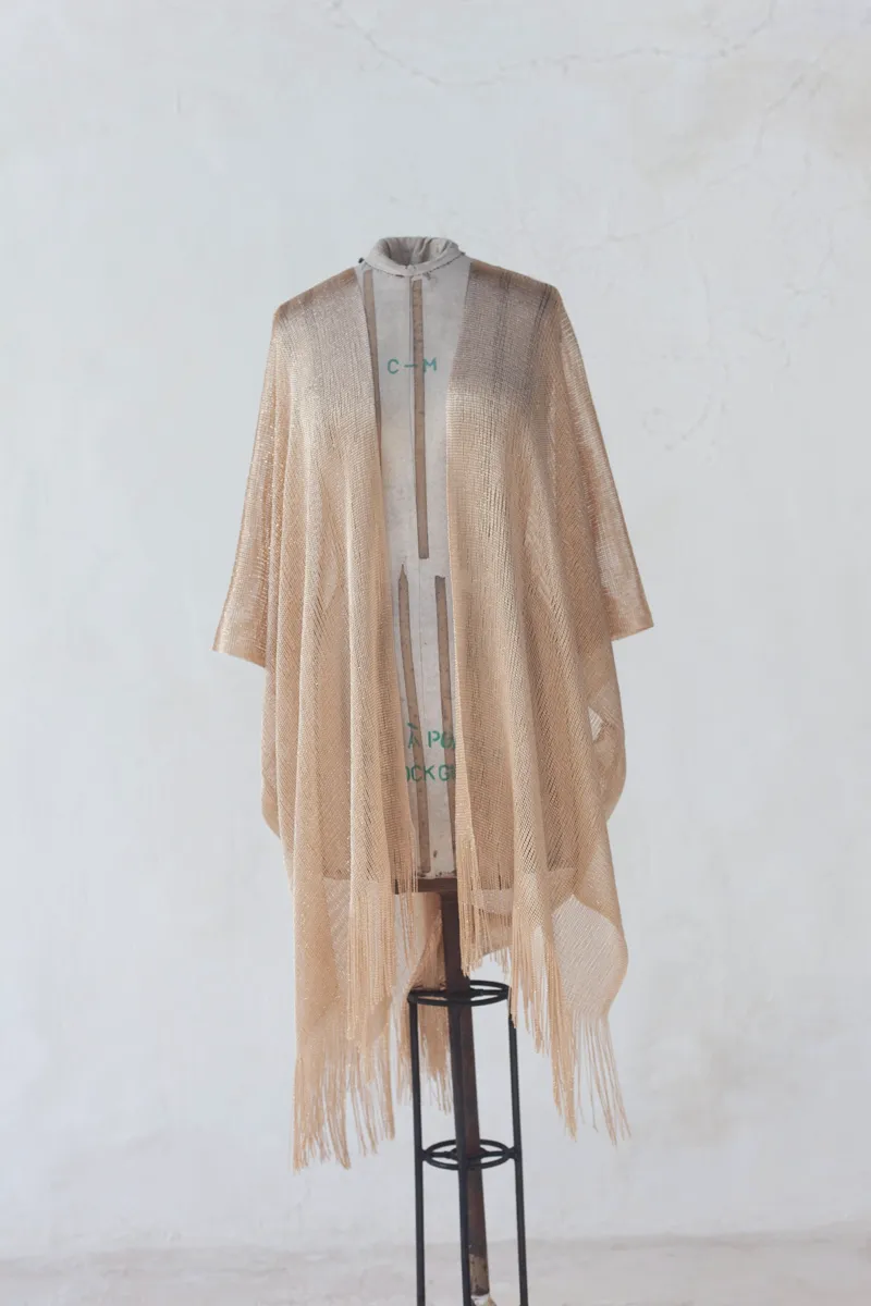 Cream Kimono with Fringes